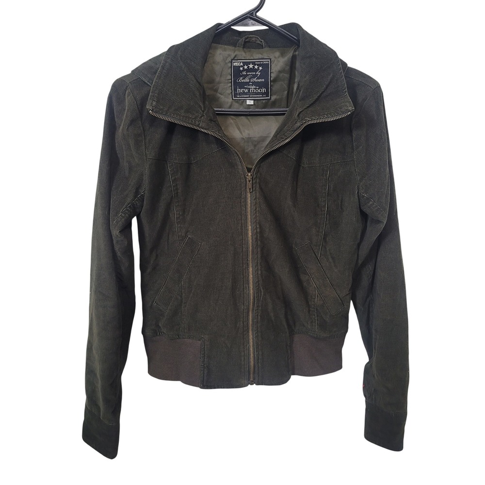 NECA Size Small Twilight New‎ Moon Bella Swan Corduroy Bomber Jacket Olive Green
